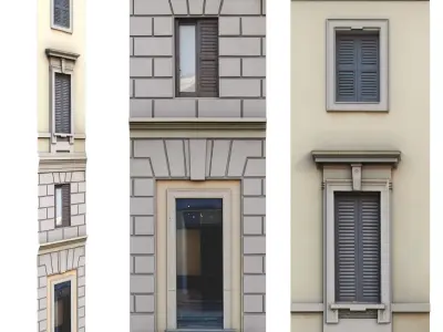 Facade classic house Low poly for background 3D model