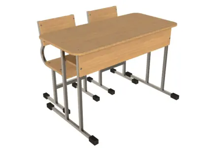 School Desk collection 3D model