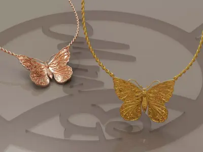 Butterfly pendant 3D print model 3