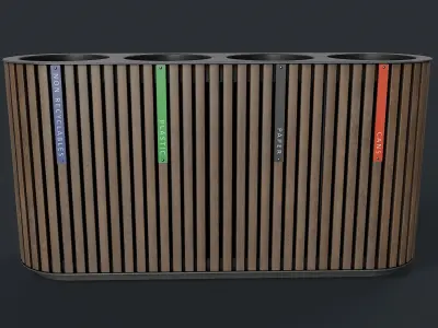 Street Trash Can 44 PBR Game Ready Low-poly 3D model