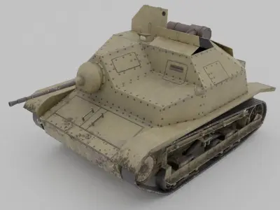 TKS tankette 20mm Low-poly 3D model