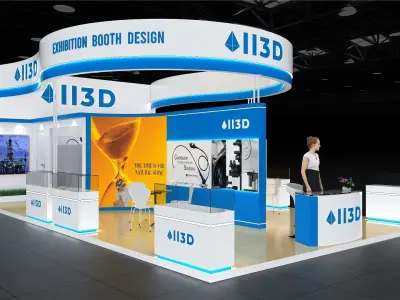 Exhibition Stand Stall Three Side Open 9X6 3D model