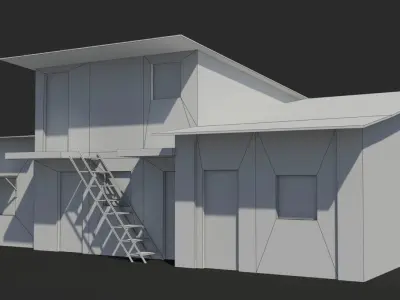 Slum d old house with roof Low-poly 3D model