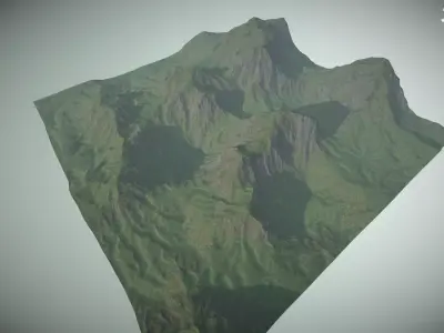 WorldCreator mountain with grass and trees 3D model
