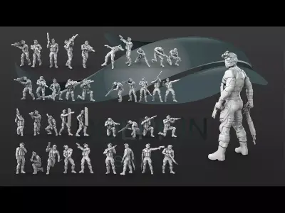 38 figure Sci fi soldier set 3D print model