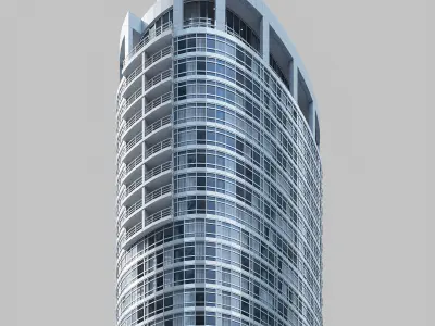 Hihgrise residential building Low-poly 3D model