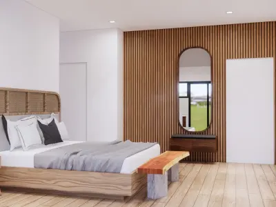 Simple Wood Apartment With Bathroom 3D model