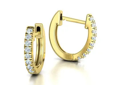 Small Hoop Earrings 11mm Oval Shape French Pave Setting 3D print model