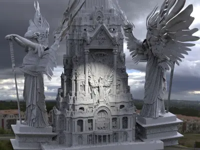 Tower of Heaven with Angels 3D model