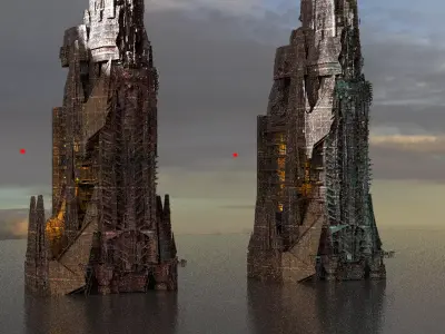 Dark Alien Observatory Tower 3 3D model