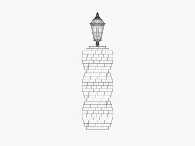 Brick Column Lamp Post Low-poly 3D model