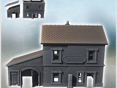 Automobile garage building with annex and gas station 21 - Moder 3D print model