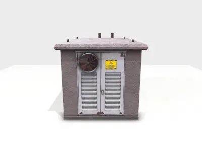 Concrete Electrical Transformer Low-poly 3D model