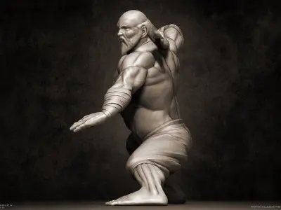 Gouken - character from the game Street Fighter  Low-poly 3D model