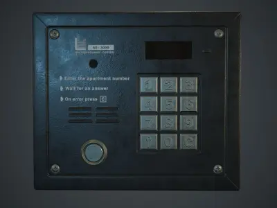 Intercom System PBR Game Ready Low-poly 3D model