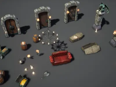 Fantasy Props Interior Pack Low-poly 3D model