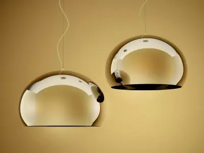 Fly three gold and silver pendant lights 3D model