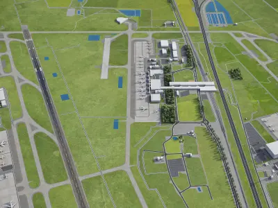 Leipzig - Halle Airport - LEJ Low-poly 3D model