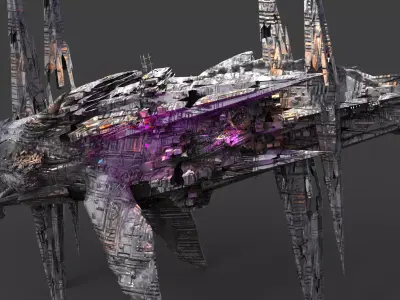 Dark Cyberpunk Ocean rig 4 3D model