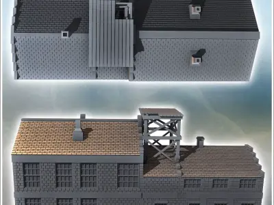 Large two-storey building with wooden roof structure 21 - Modern 3D print model