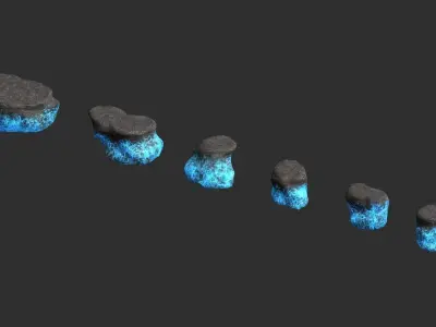 Short Flat Rocks - Energy Low-poly 3D model
