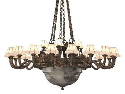 Antique Chandelier Silver over Bronze and Alabaster 3D model