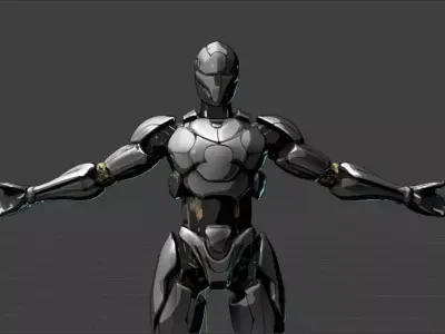 Sci-Fi Cyborg Robot Warrior Cinematic Android Character Low-poly 3D model