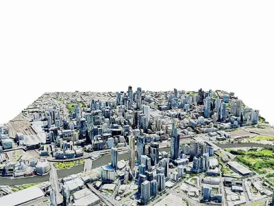 Melbourne city Low-poly 3D model