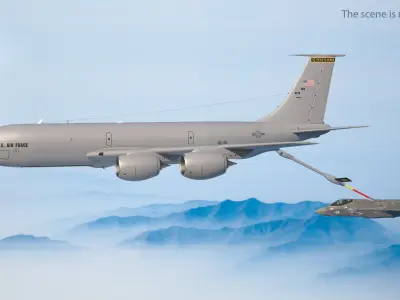  Air Refueling in Progress Boeing Stratotanker with F35 Rigged 