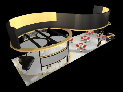 exhibition stall design 1 side open Low-poly 3D model Low-poly 3D model