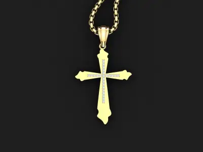 High Cross Pendant Light Gold 18K 3CP009 3D print model