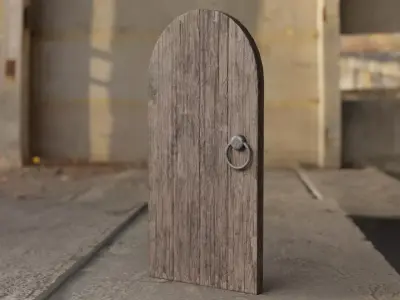 Medieval Door Arched 03 LowPoly Plus HP Low-poly 3D model