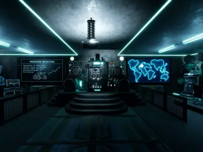 SciFi Control Room  Low-poly 3D model