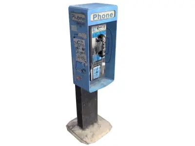 Pay Phone Worn Outdoor Street Prop Low Poly Textured Game Asset Low-poly 3D model