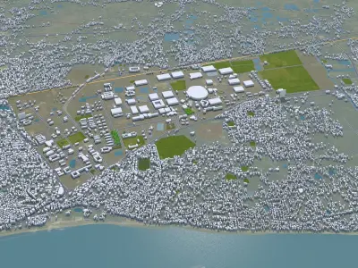 Rajshahi Bangladesh 25km Low-poly 3D model