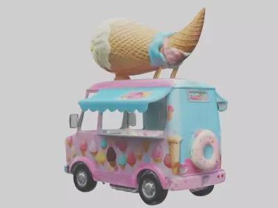 Cartoon Ice Cream Truck model 3D model
