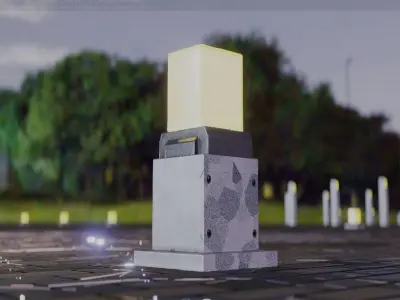 Street Light 8 Bollard 350mm Galvanized Version 3 Low-poly 3D model