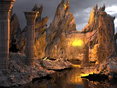 Dantes Underworld Ancient Stone Walkways Pillars Kit bash 3D 3D model
