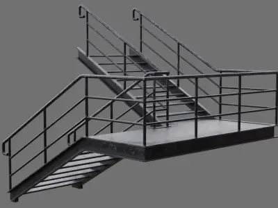 Stair 1B Low-poly 3D model
