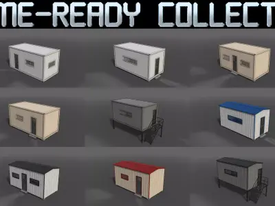 PBR Container House CB and Shed House C 3D Model Pack