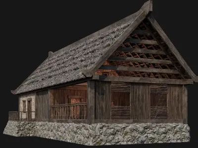 Old House Building 4K Textures GameReady 200 Low-poly 3D model