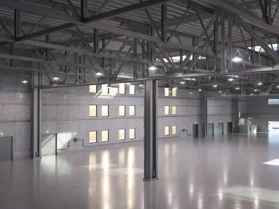 Warehouse empty with windows 3D model