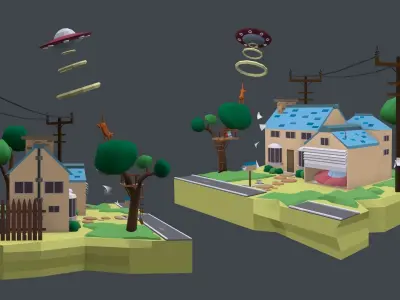 NLO aliens Low-poly 3D model