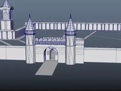 Topkapi Palace Walls and Guard Towers  Low-poly 3D model