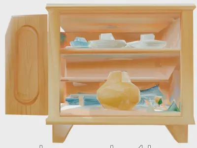 Cartoon Toy Storage Cabinet with Rounded Doors Low-poly 3D model