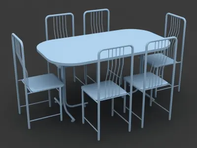 Chair and Table Set 3D model