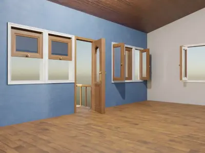 Enterable Two Storey House  Interior and Exterior  Game Ready Low-poly 3D model