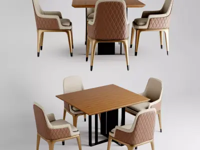 Dining Table and Chair 3D Model  Low-poly 3D model