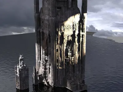  Wizard Skeleton Tower Scull Dome 2 3D model