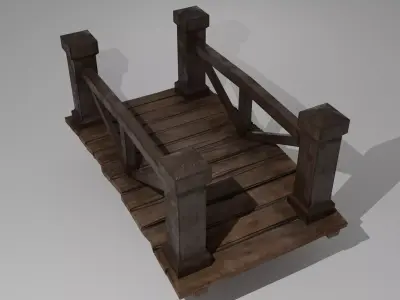 Wooden Bridge Low-poly 3D model